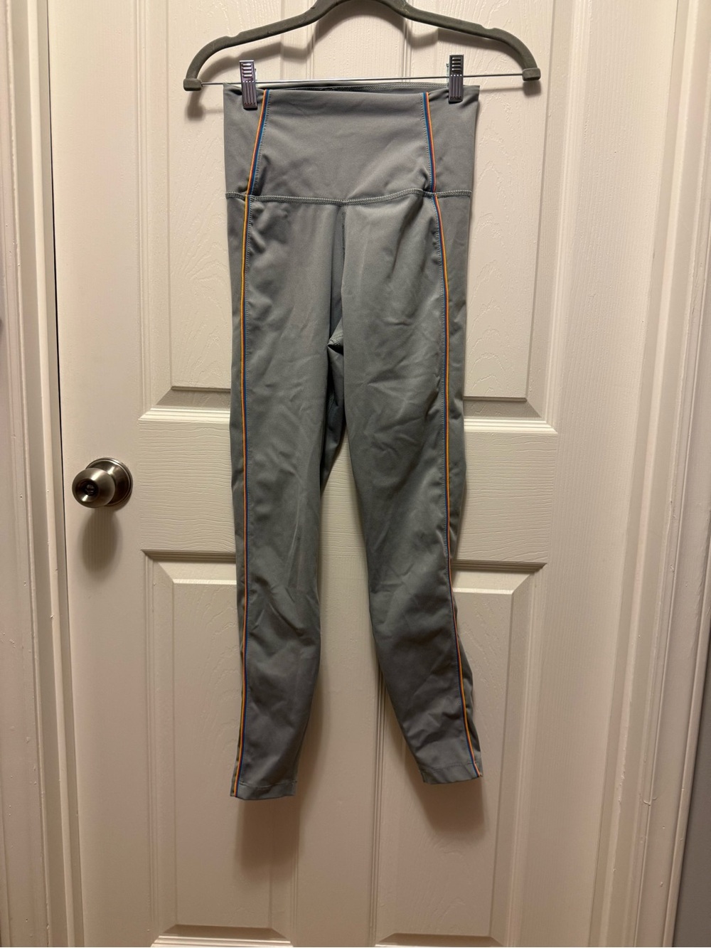 Nike Gray High-Waist Leggings with Orange Trim